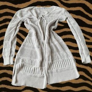 Y2K No Boundaries White Crochet Duster Cardigan / Knit Sweater Dress